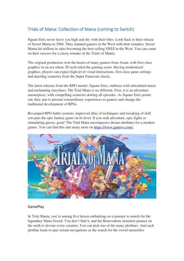 Trials of Mana: Collection of Mana