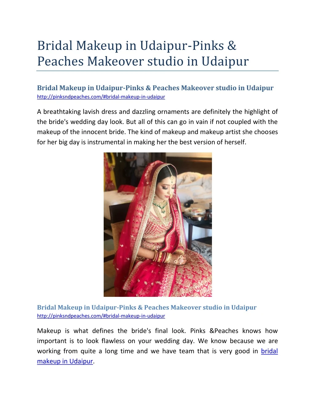 bridal makeup in udaipur pinks peaches makeover