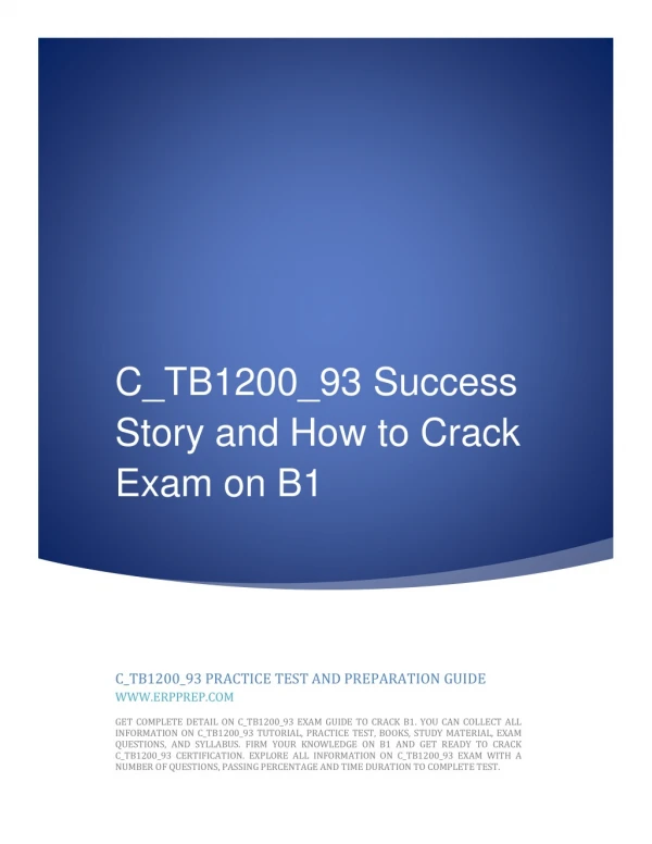C_TB1200_93 Success Story and How to Crack Exam on B1