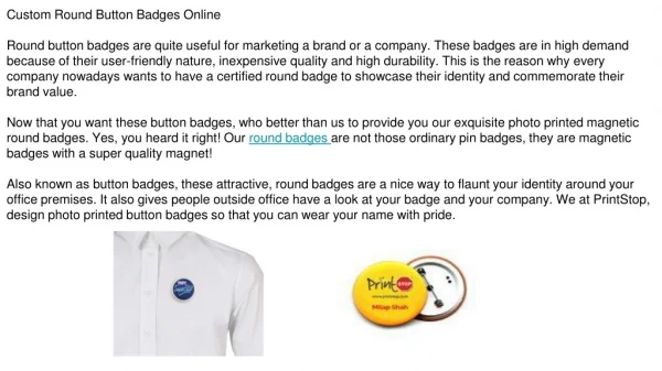Custom Button Badges Online