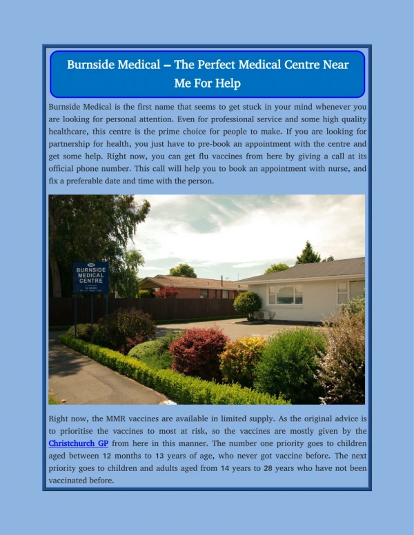 Burnside Medical – The Perfect Medical Centre Near Me For Help