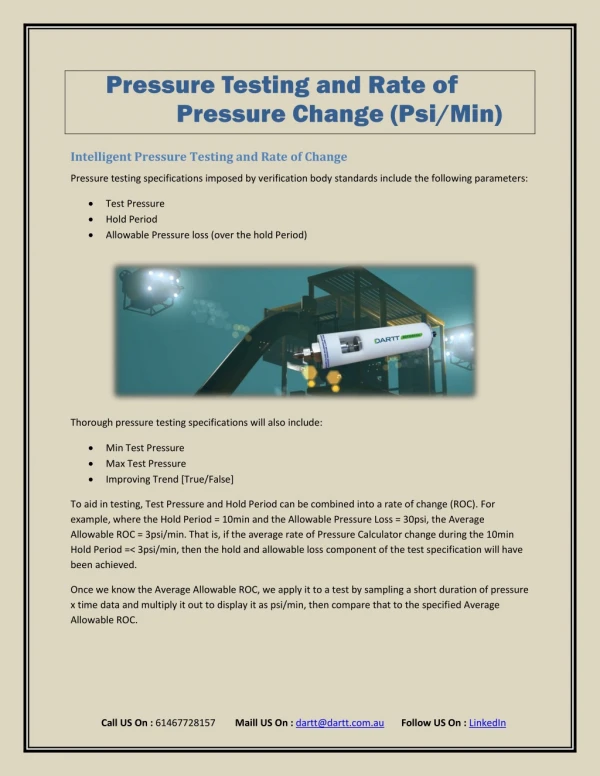 pressure testing and rate of pressure change