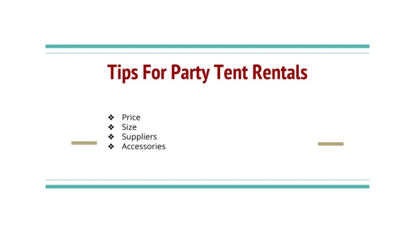 Tips For Party Tent Rentals