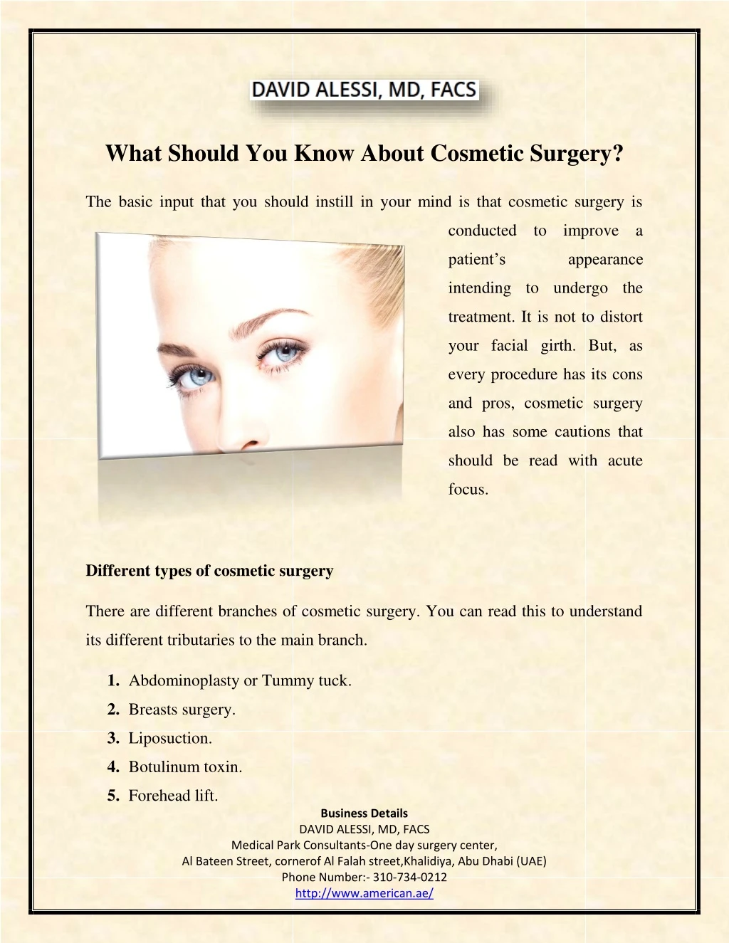 what should you know about cosmetic surgery