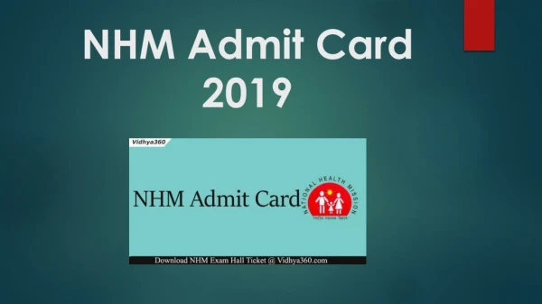 NHM Admit Card 2019 For 706 Staff Nurse Posts. Download From Here