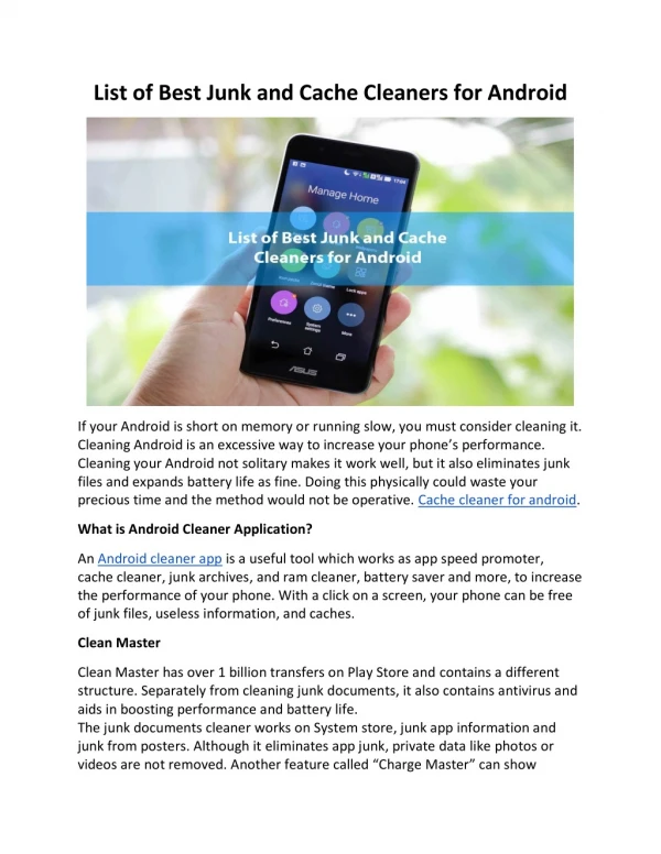 List of Best Junk and Cache Cleaners for Android