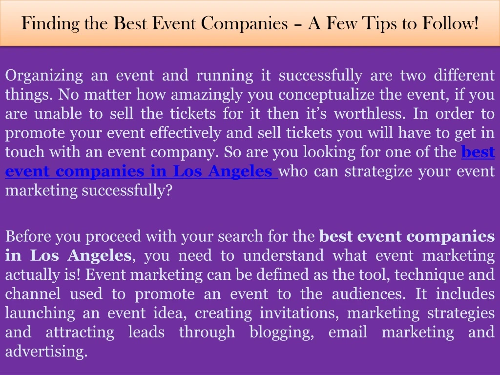 finding the best event companies a few tips to follow