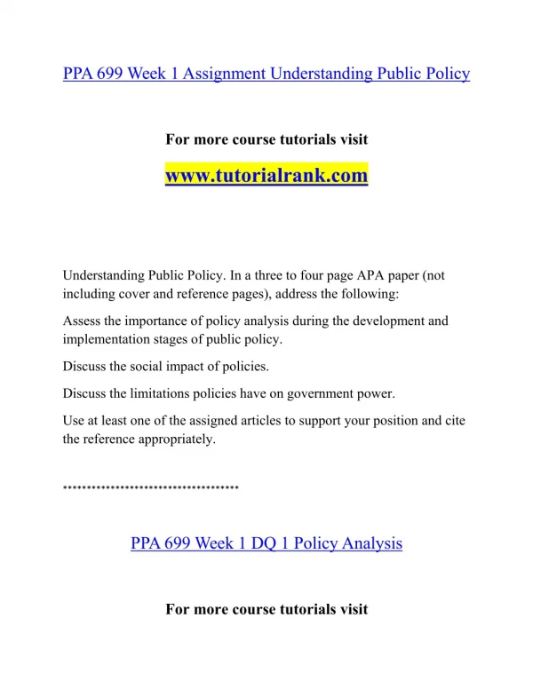 PPA 699 Effective Communication - tutorialrank.com