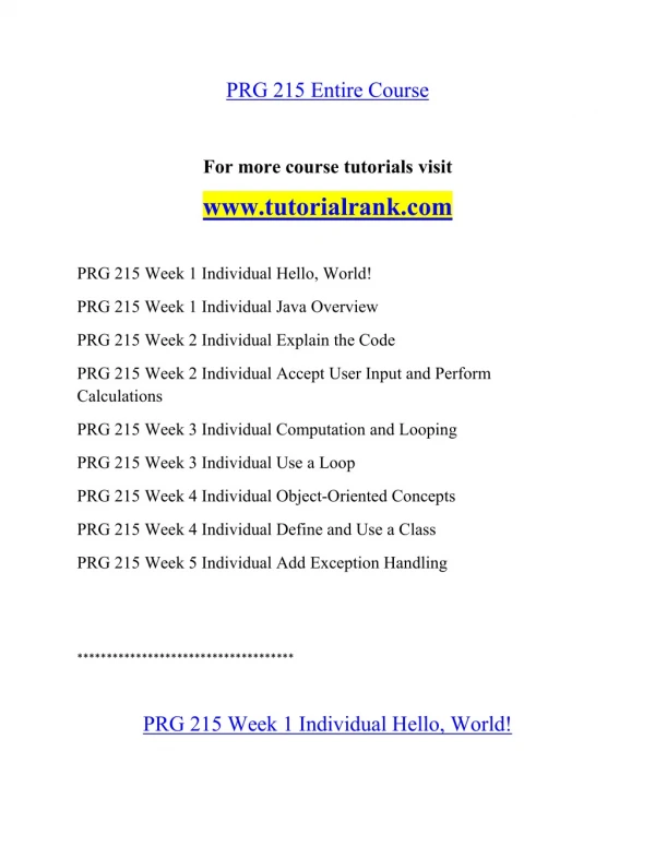 PRG 215 Effective Communication - tutorialrank.com