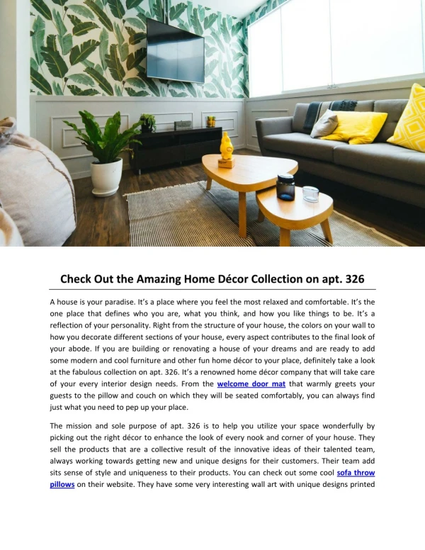 Check Out the Amazing Home Décor Collection on apt. 326