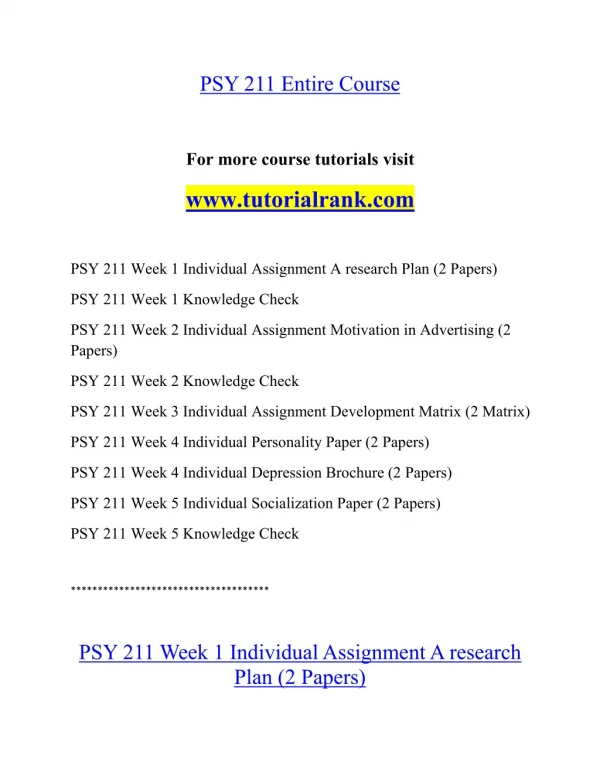 PSY 211 Effective Communication - tutorialrank.com