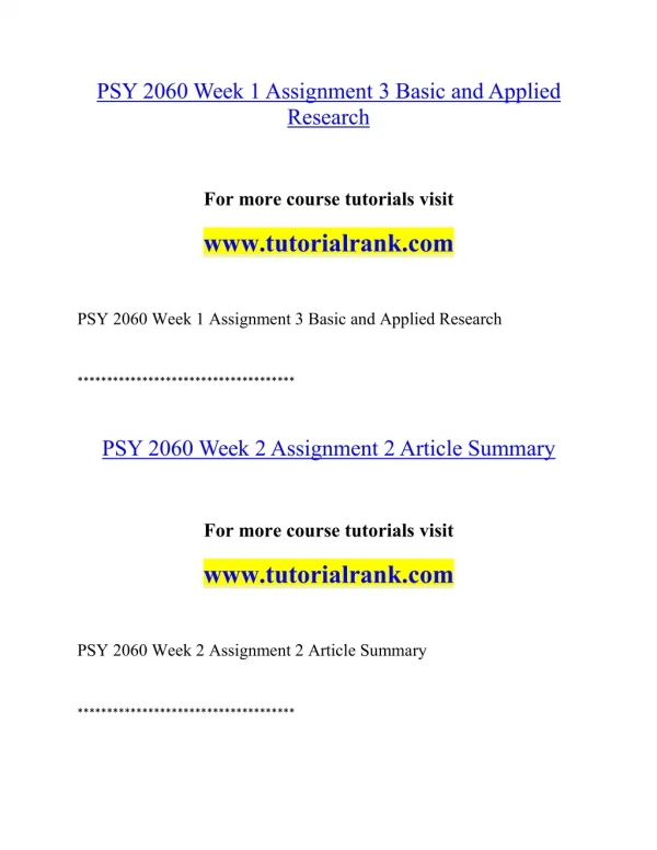 PSY 2060 Effective Communication - tutorialrank.com