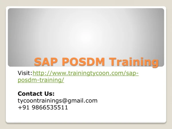SAP POSDM Training | SAP POSDM Online Training in India - TT