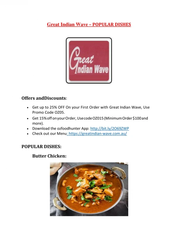 35% Off -Great Indian Wave-Boronia - Order Food Online