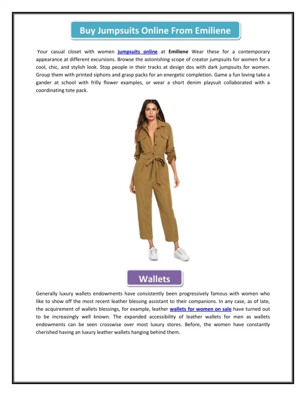 Buy Jumpsuits Online From Emiliene