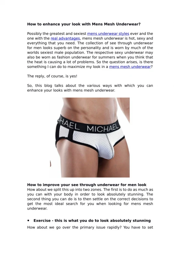 How to enhance your look with Mens Mesh Underwear?