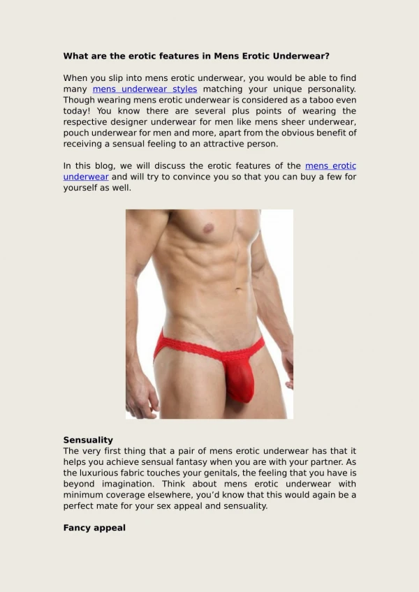 What are the erotic features in Mens Erotic Underwear?