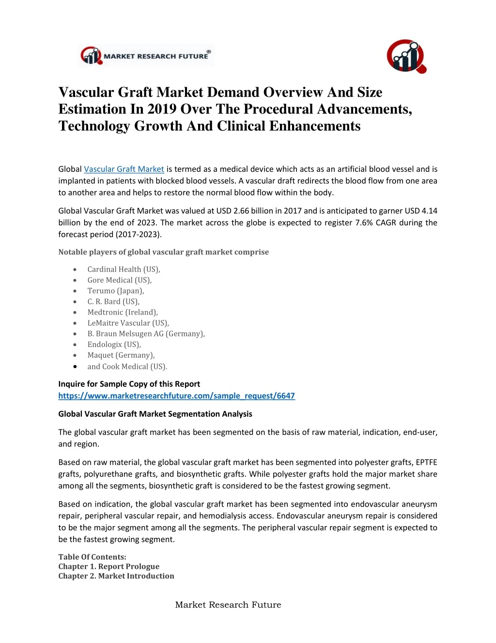 vascular graft market demand overview and size
