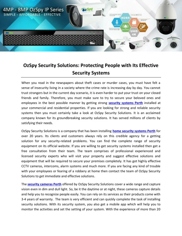 OzSpy Security Solutions: Protecting People with Its Effective Security Systems