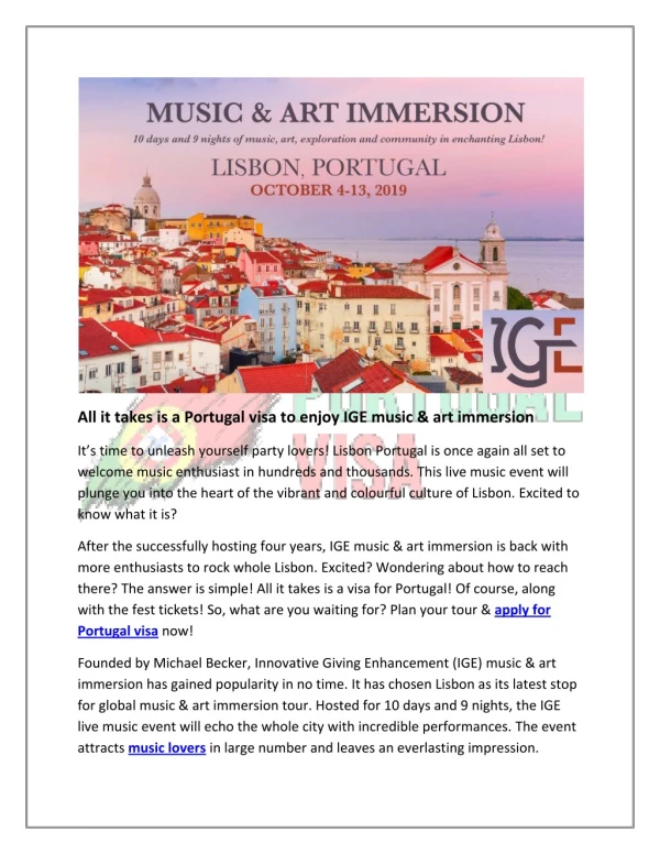 IGE music & art immersion | Get ready to rock the party in Lisbon