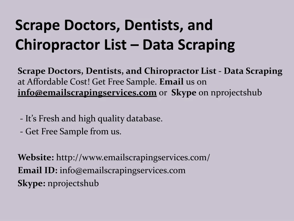 scrape doctors dentists and chiropractor list data scraping