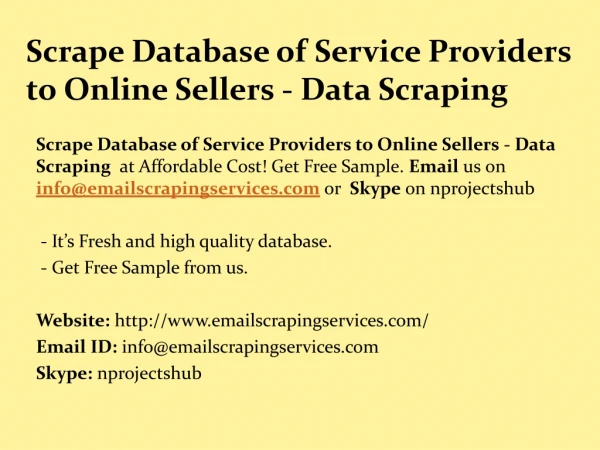 scrape database of service providers to online sellers data scraping