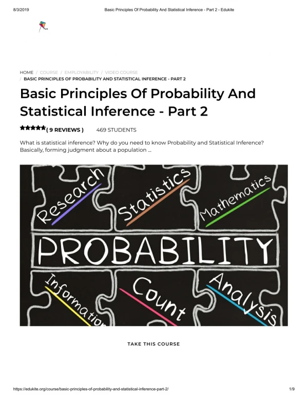 Basic Principles Of Probability And Statistical Inference - Part 2 - Edukite