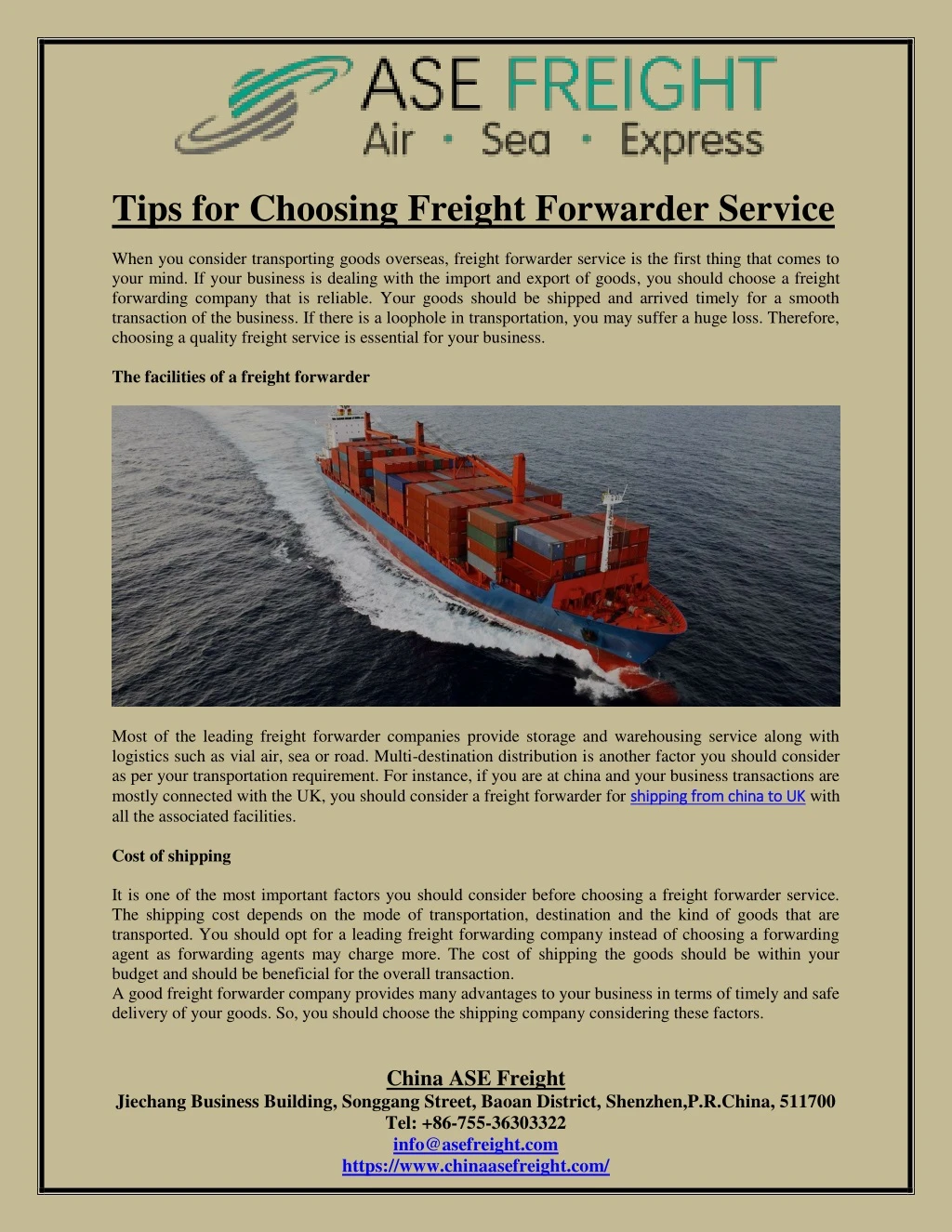 tips for choosing freight forwarder service when