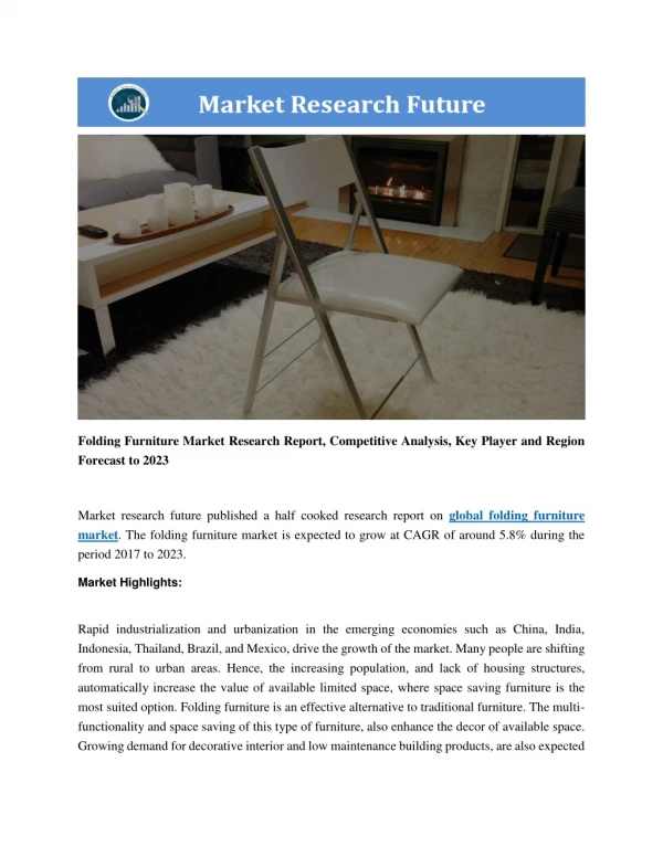 Folding Furniture Market Research Report- Forecast 2023