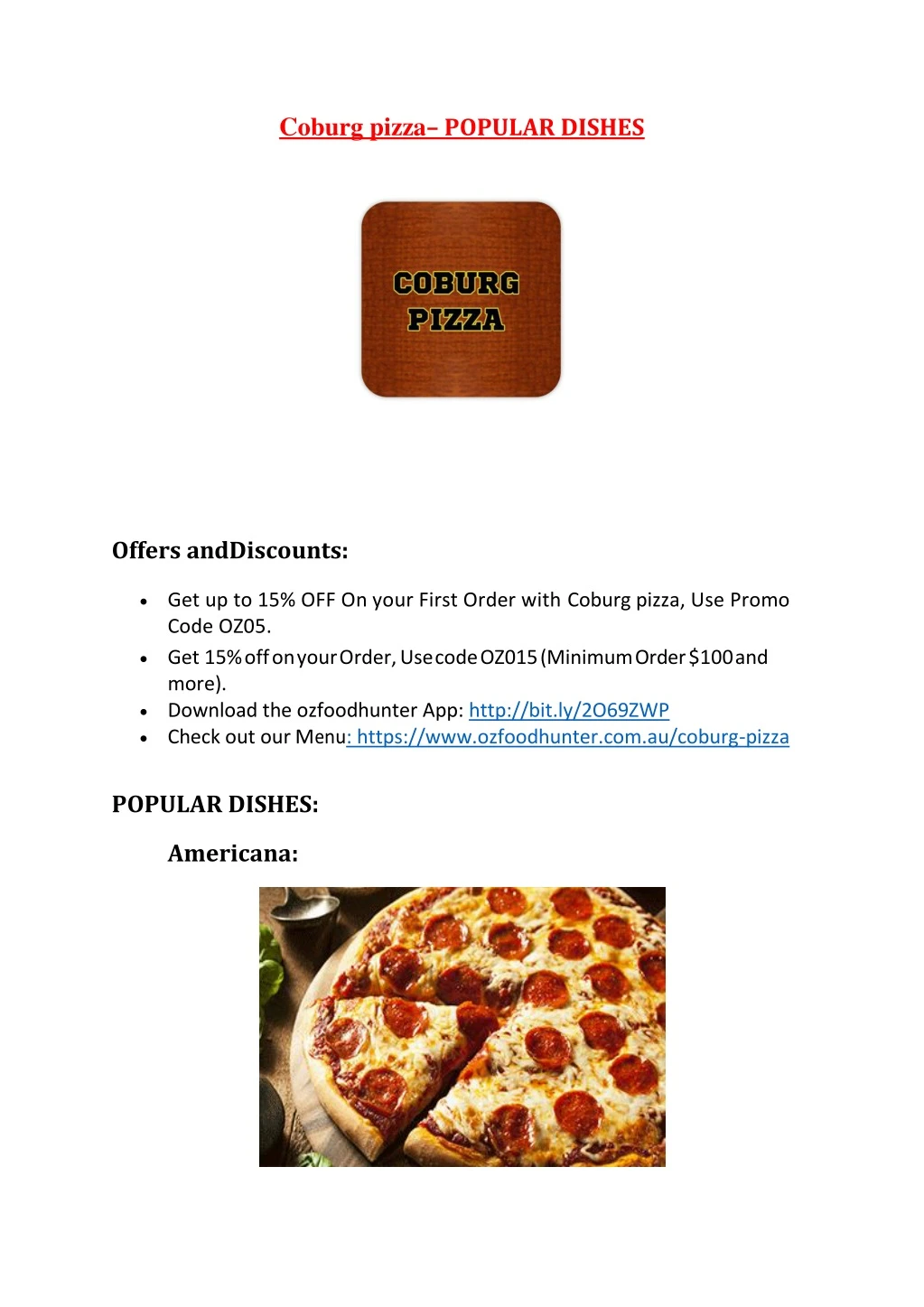 coburg pizza popular dishes