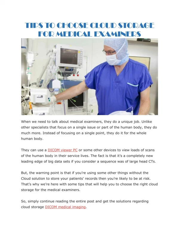 tips to choose cloud storage for medical examiners