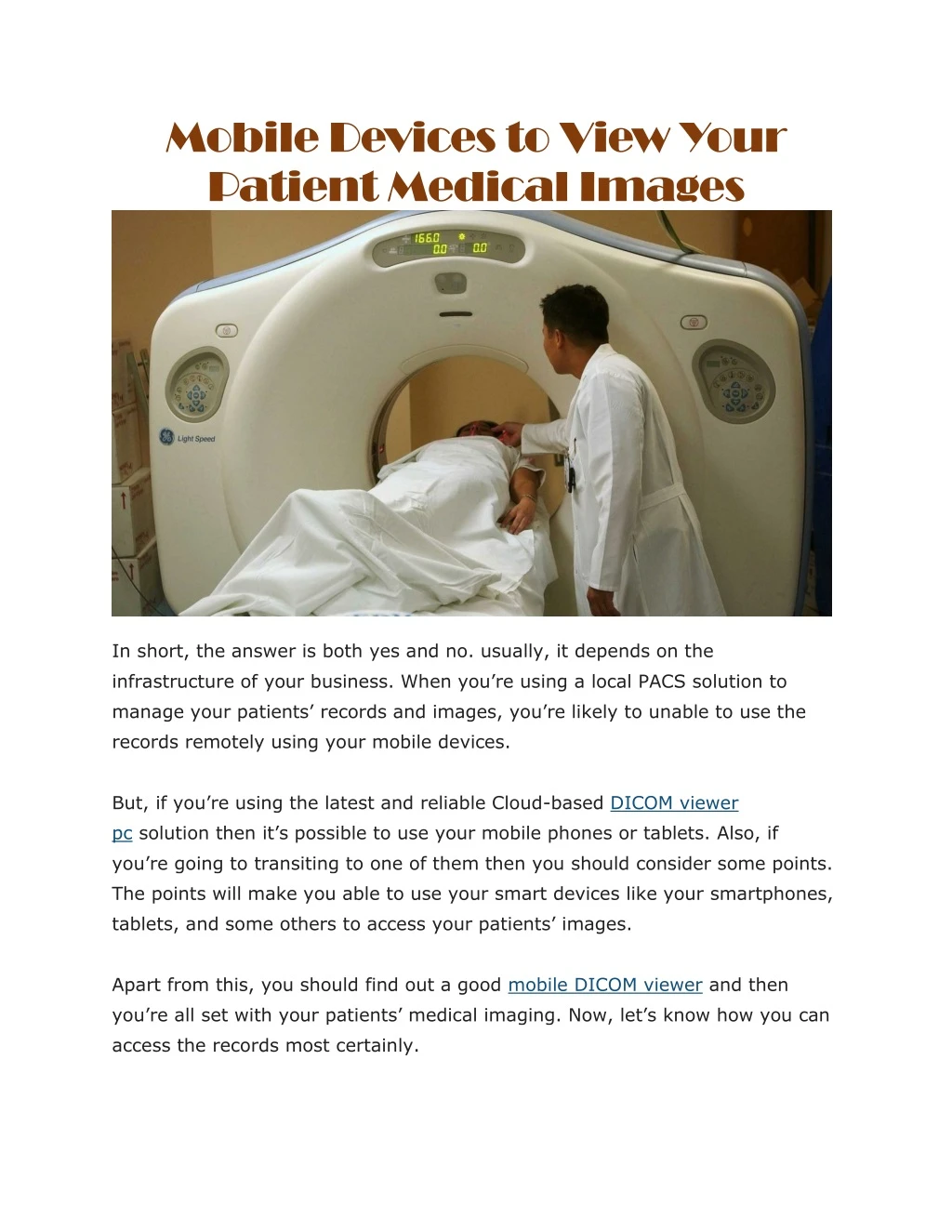 mobile devices to view your patient medical images