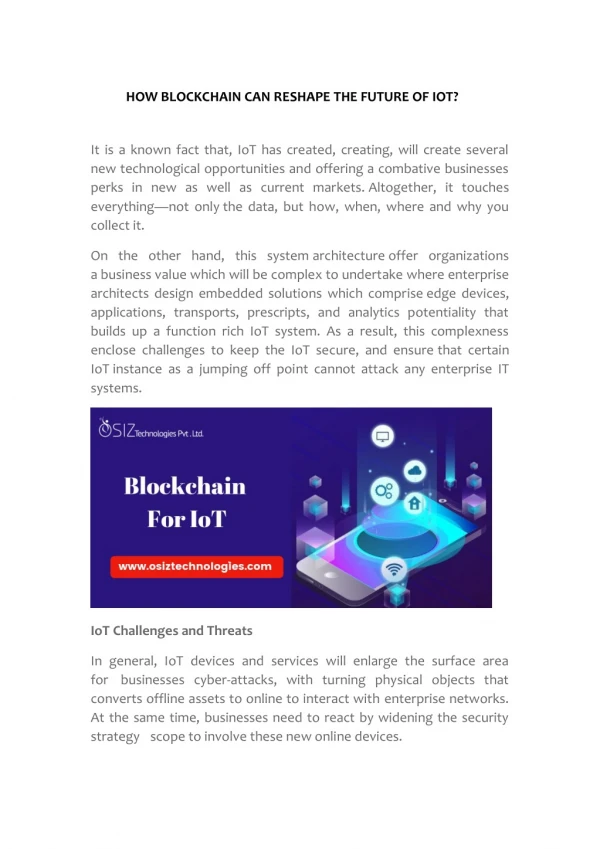 Blockchain in IoT | Blockchain Solutions Provider