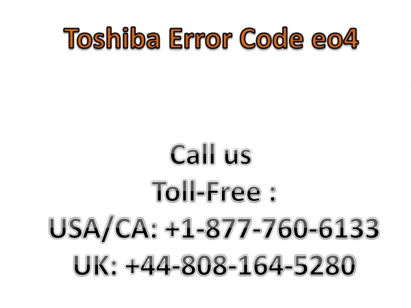 Toshiba Error Code eo4