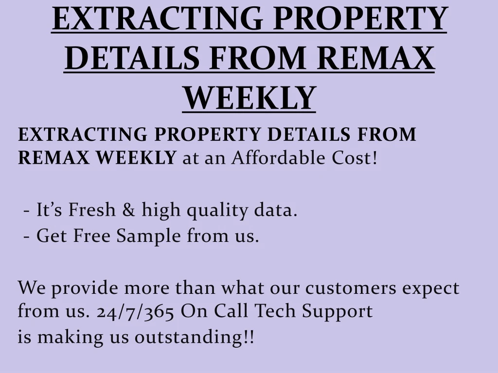 extracting property details from remax weekly