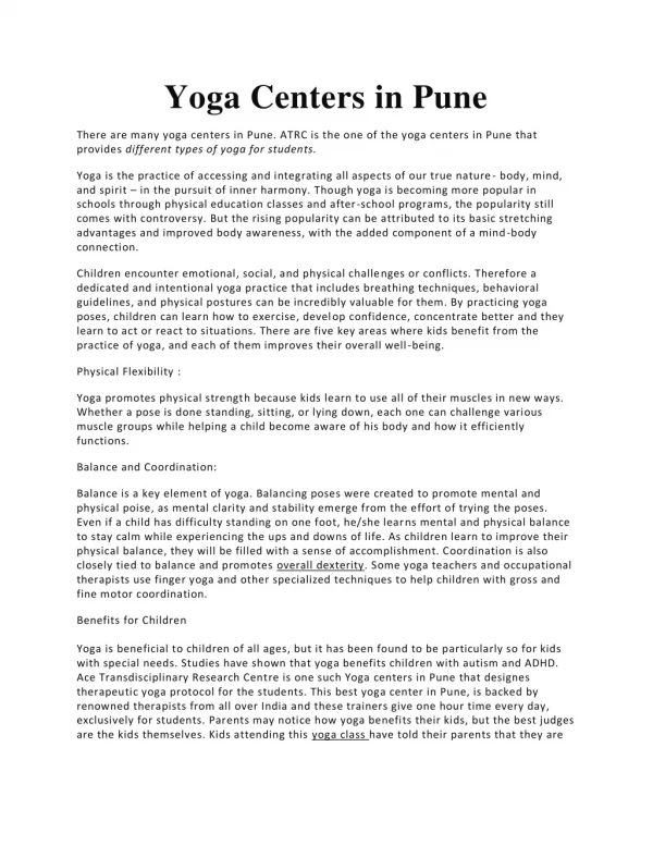 Yoga Classes in Pune | ATRC