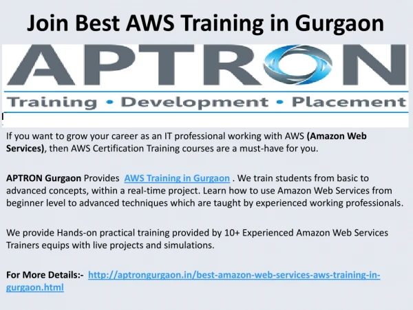 Best AWS Training Course in Gurgaon