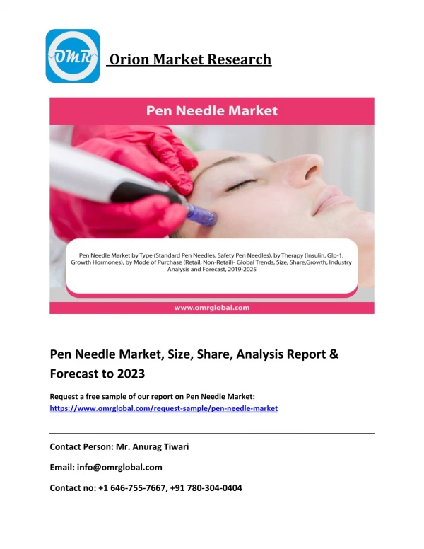 Pen Needle Market Size, Share, Industry Analysis & Forecast 2018-2023