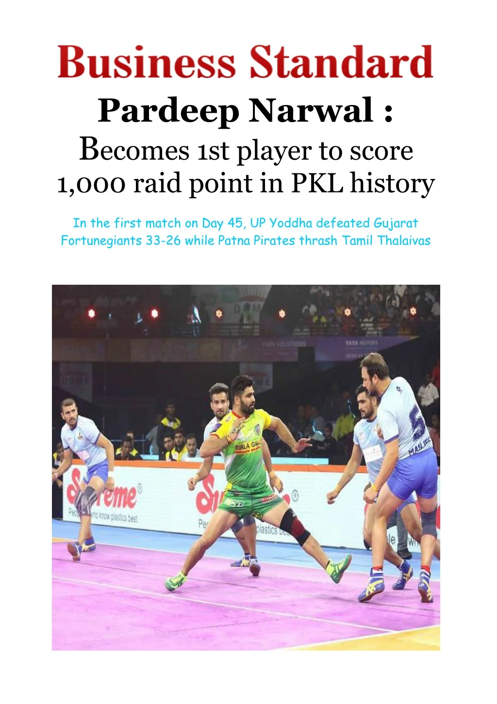pardeep narwal b ecomes 1st player to score