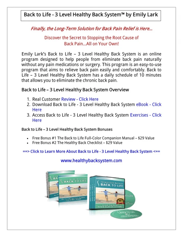 (PDF) Back to Life - 3 Level Healthy Back System Review