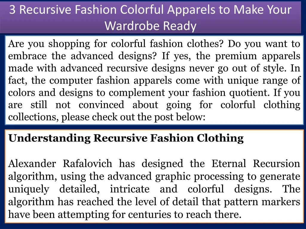 3 recursive fashion colorful apparels to make your wardrobe ready