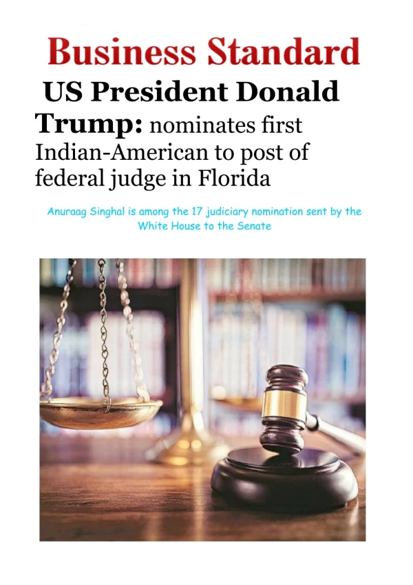 Us president donald trump nominates first indian-american to post of federal judge in florida