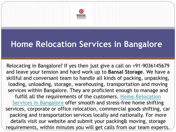 Reliable Home Relocation Services in Bangalore