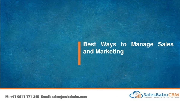 Best Ways to Manage Sales and Marketing