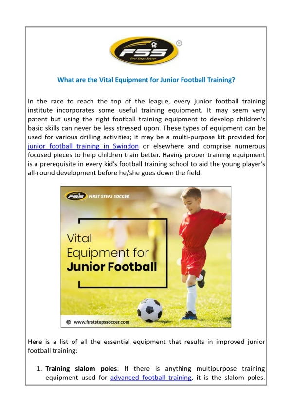 What are the Vital Equipment for Junior Football Training?