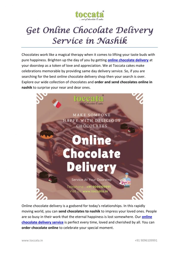 Get Online Chocolate Delivery Service in Nashik