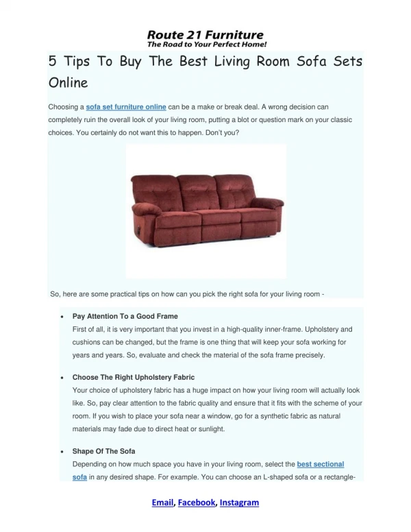 Sofa Set Furniture Online