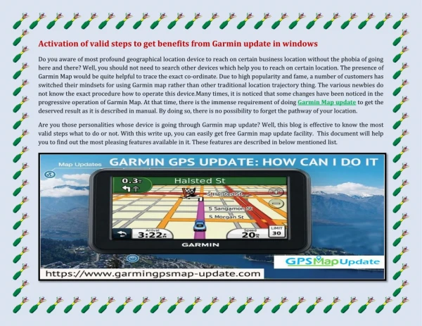 Activation of valid steps to get benefits from Garmin update in windows
