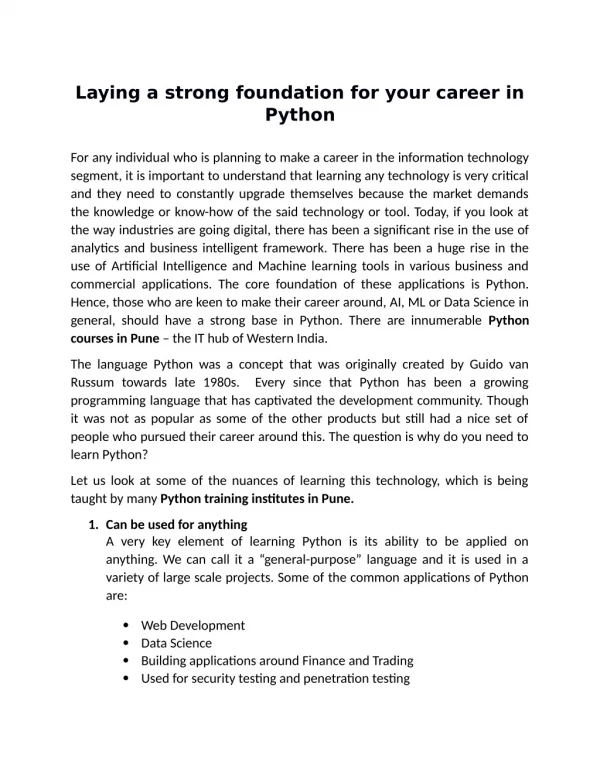 Laying a strong foundation for your career in Python