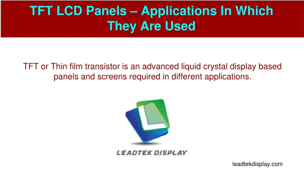 tft lcd panels applications in which they are used